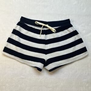 Outerknown High Tide Organic French Terry Short Navy Blue & White Stripe Size XS